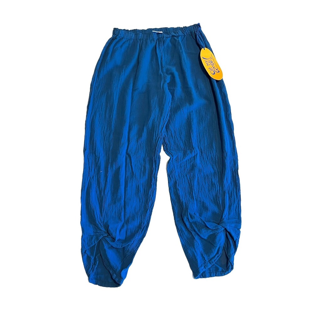 Oh My Gauze Pants Zoey Size 2 Azul Comfy Blue Cotton Pull On Lagenlook